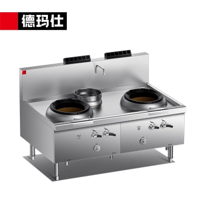 德玛仕（DEMASHI）商用燃气大锅灶台 食堂猛火炒菜炉 双头单尾小炒灶SZCT45/90-B (2T1-2)